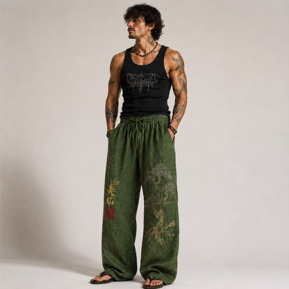 Green Hand-made Embroidered Trouser