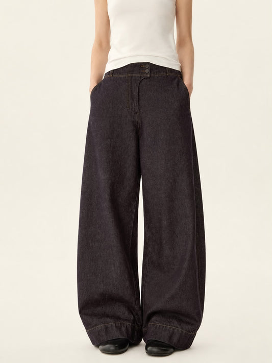 Washed Charcoal Wide-Leg Denim