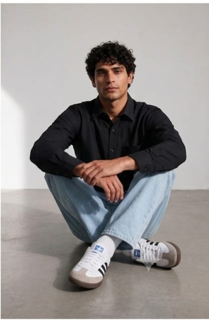 Black Cotton Cotton Shirt