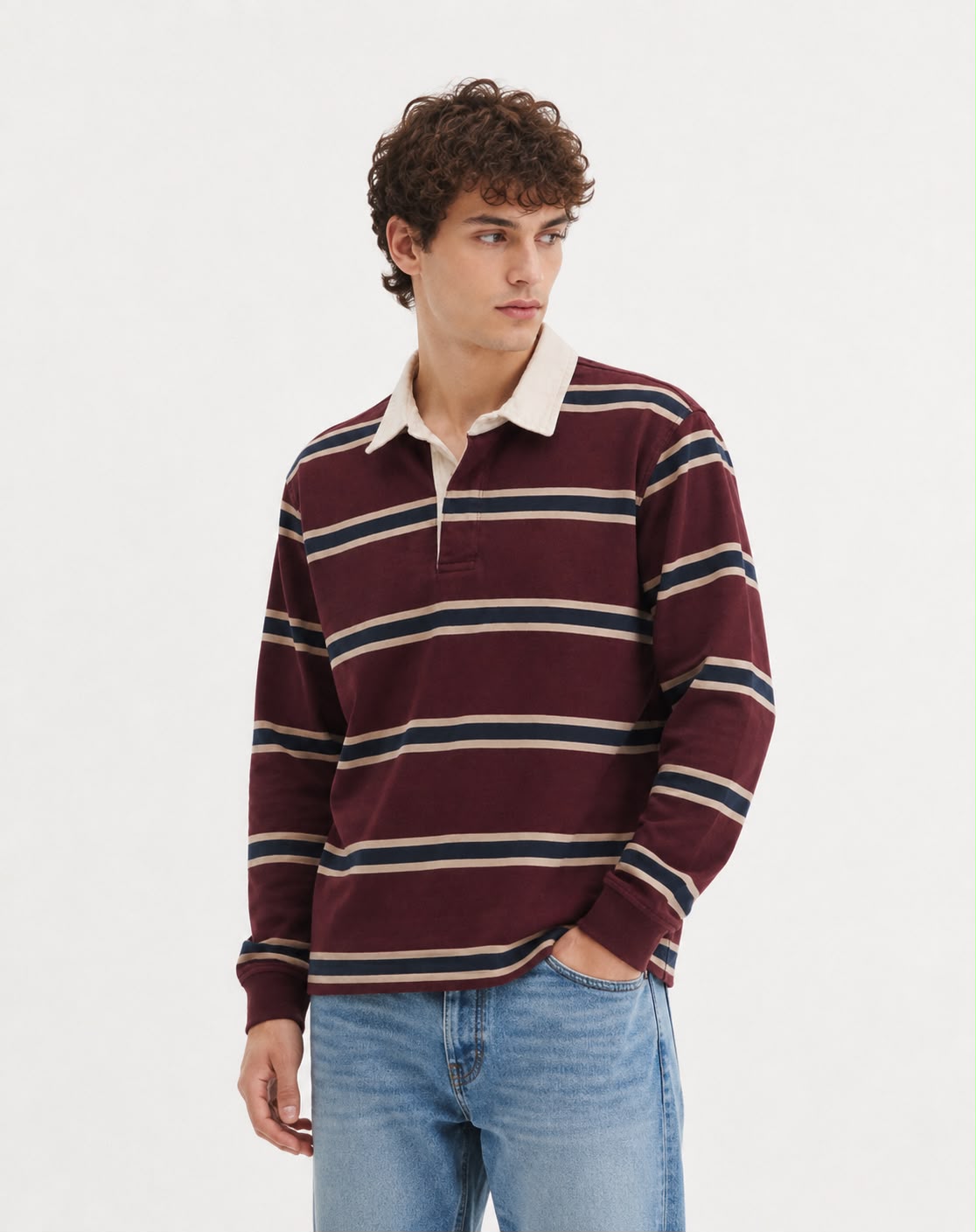 Noctray Cotton Rugby T-Shirt – Red Striped